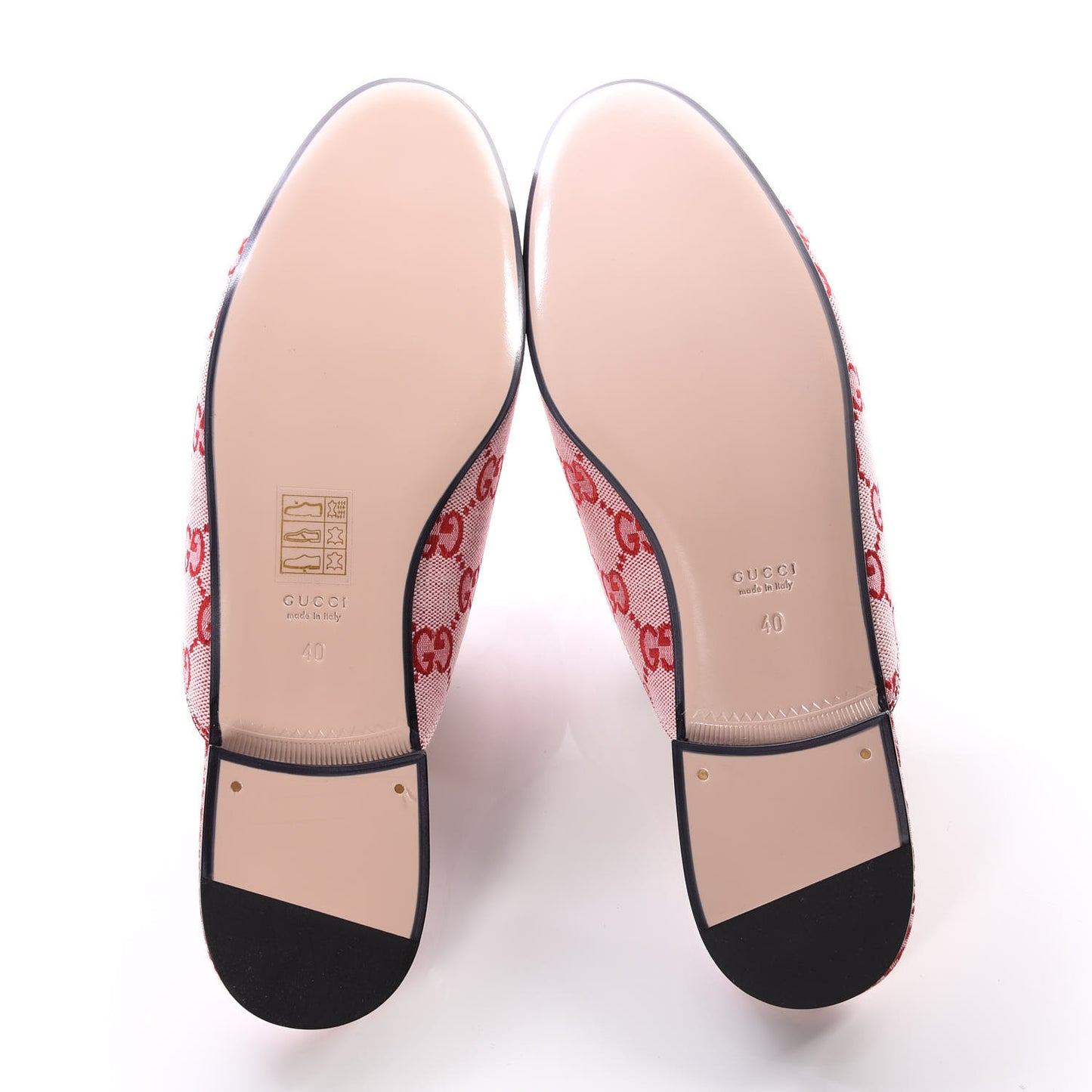 Canvas GG Monogram Horsebit Womens Princetown Slippers 40 Gardenia Hibiscus Red