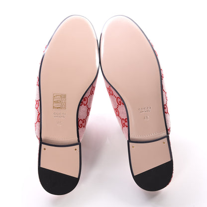 Gucci Canvas GG Monogram Horsebit Womens Princetown Slippers 40 Gardenia Hibiscus Red 5 of 9
