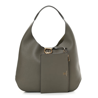 Salvatore Ferragamo Calfskin Margot Hobo Grey 1 of 10