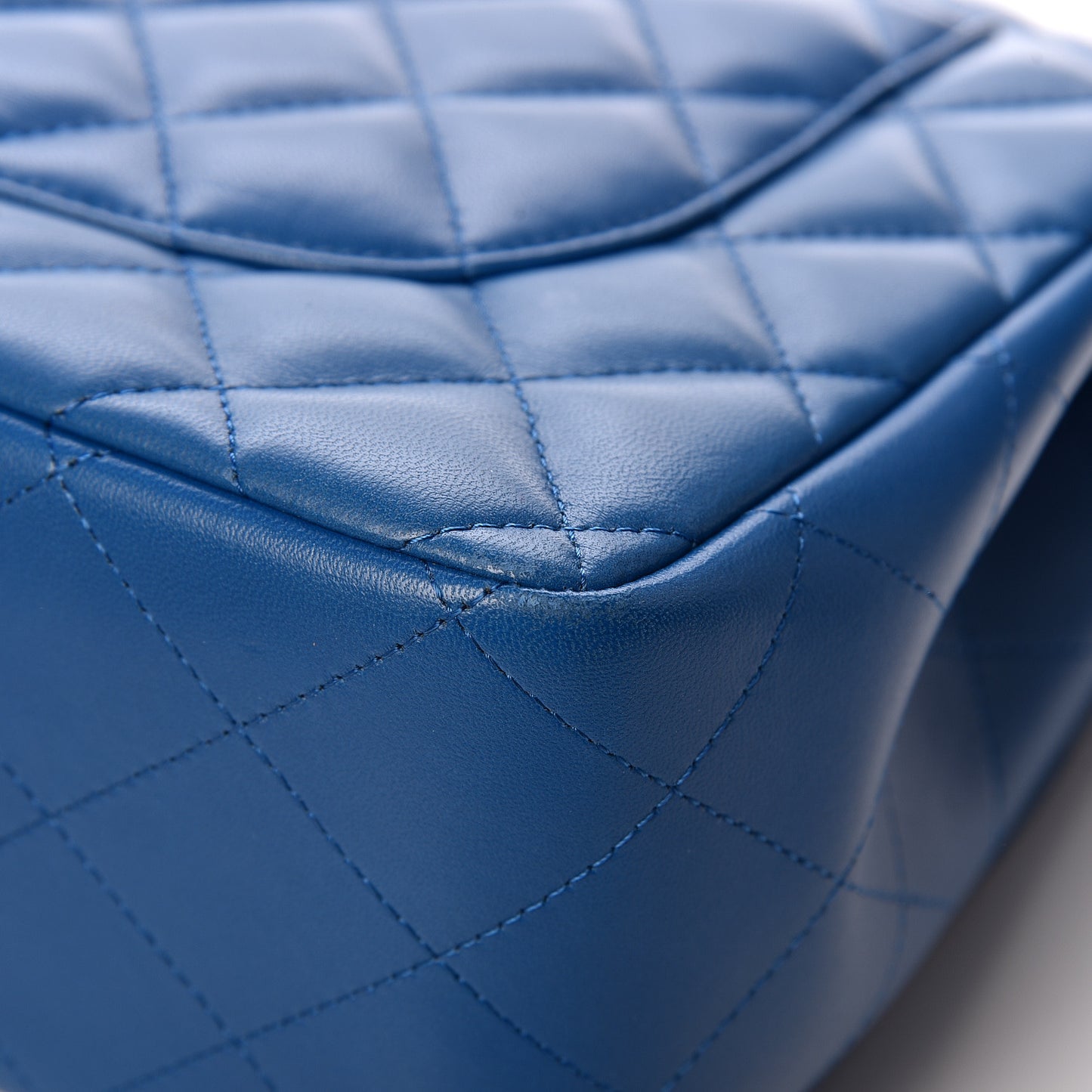 Lambskin Quilted Jumbo Double Flap Blue