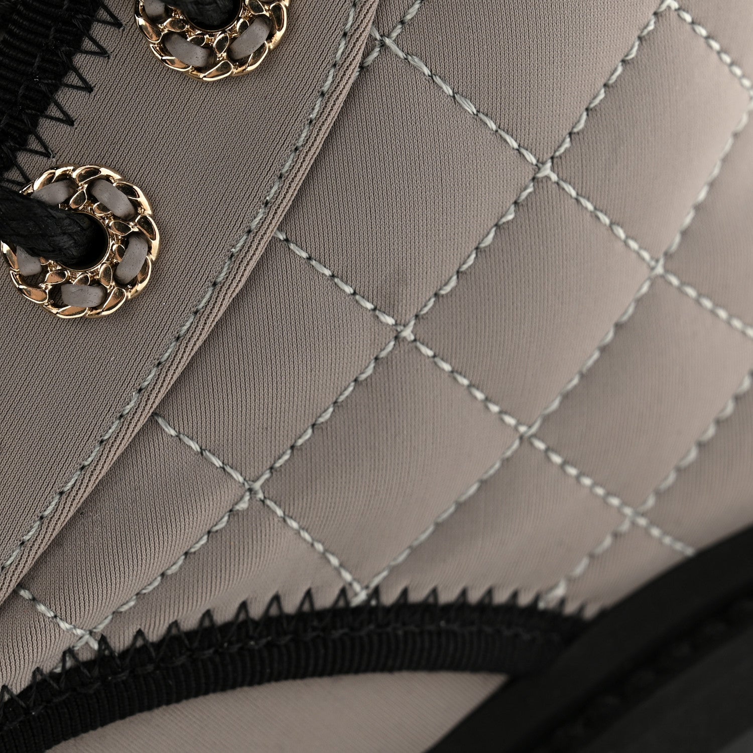 Chanel Fabric Grosgrain Quilted Cap Toe Lace Up Combat Boots 37 Gray Black 8 of 8