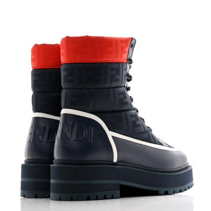 Fendi Vitello Nylon FF Biker Boots 40.5 Navy Red 4 of 6