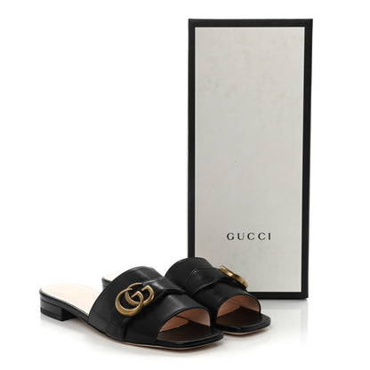 Gucci Malaga Kid GG Marmont Flat Slide Sandals 37 Black 10 of 10