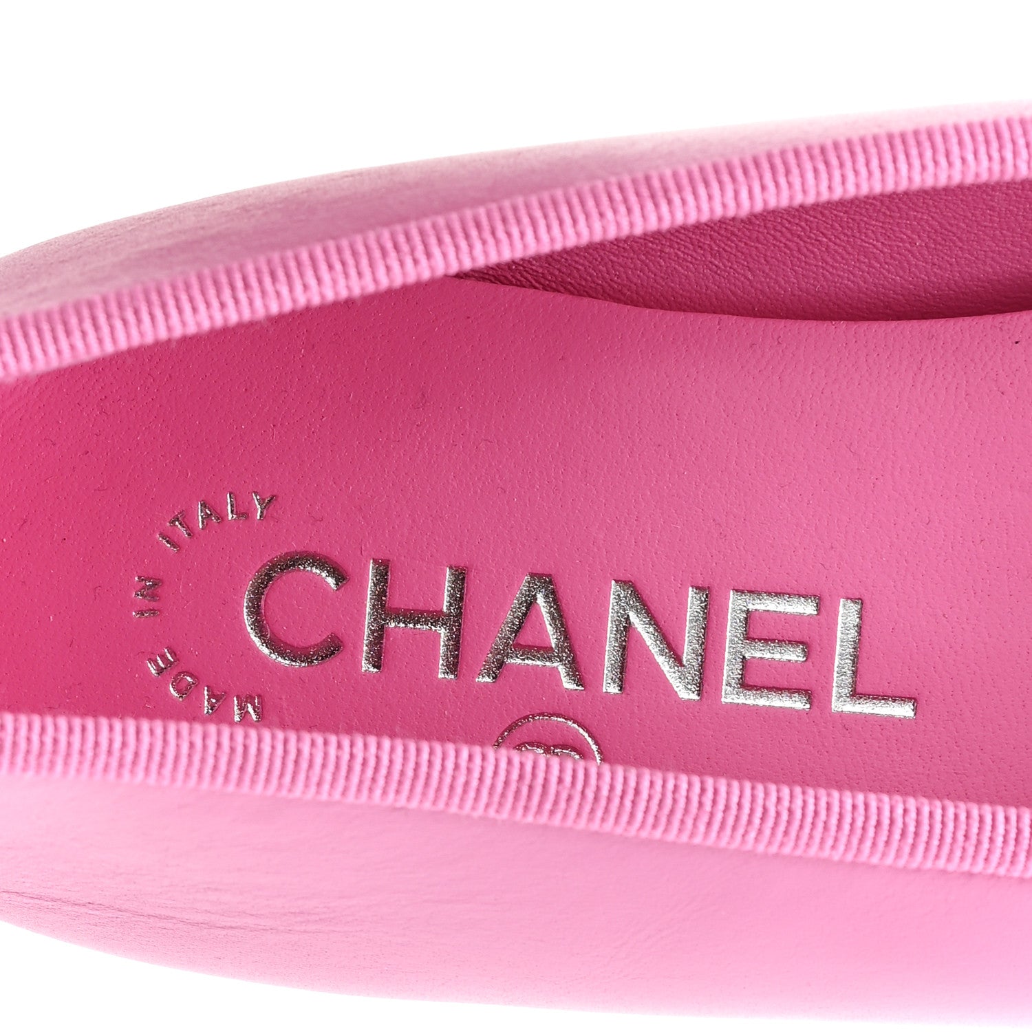 Chanel Calfskin Grosgrain Cap Toe CC Ballerina Flats 38 Pink Black 8 of 10