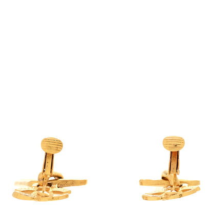 Chanel Metal Quilted Tag Drop Clip On Earrings Gold 3 of 6