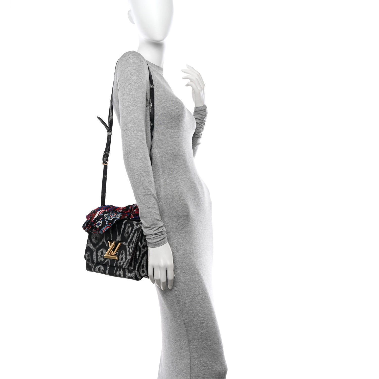 Louis Vuitton Calfskin Wild Animal Print Scarf Handle Twist Shoulder Bag MM 2 of 11