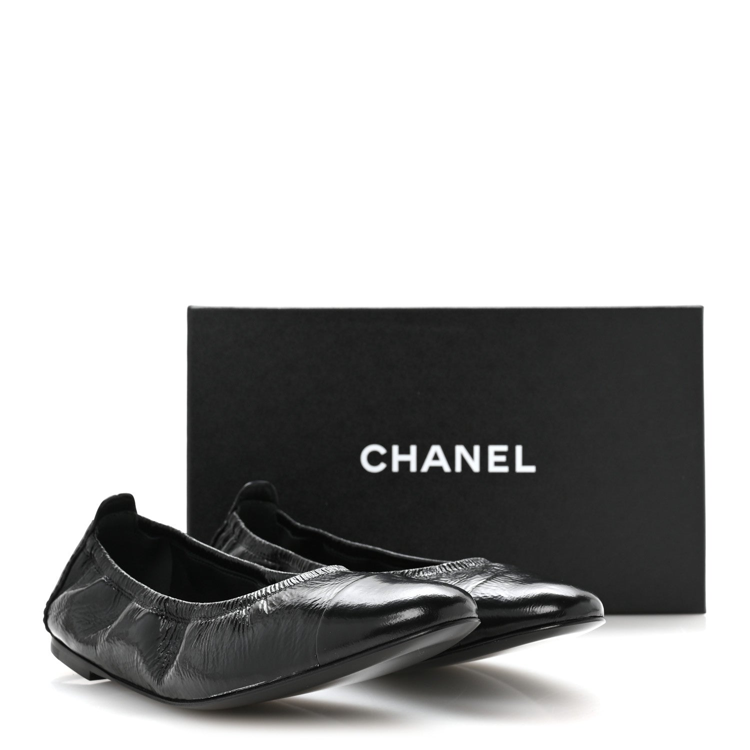 Chanel Lambskin Shiny Goatskin Calfskin Ballerina Flats 39.5 Black