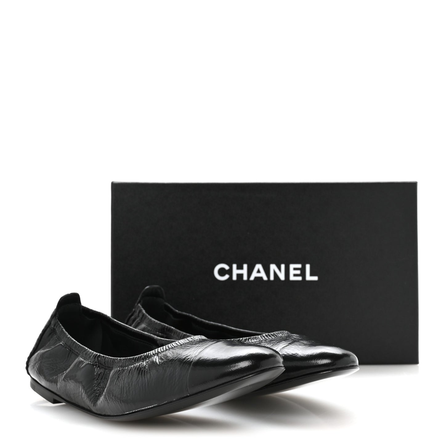 Lambskin Shiny Goatskin Calfskin Ballerina Flats 39.5 Black