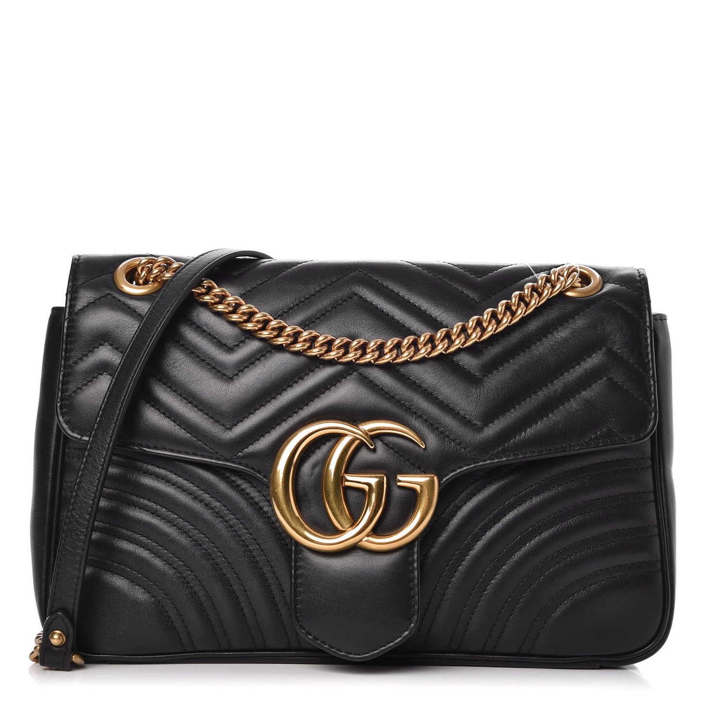 Calfskin Matelasse Medium GG Marmont Shoulder Bag Black