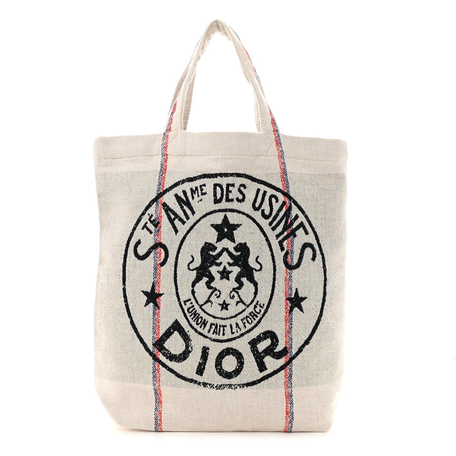 Christian Dior Canvas Union Print Cruise Tote Ivory Black 1 of 9