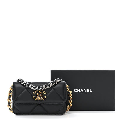 Chanel Lambskin Quilted Chanel 19 Clutch With Chain Black 12 of 12
