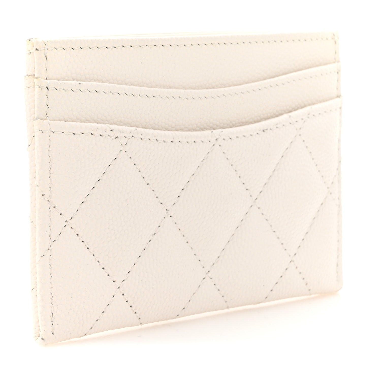 Caviar Quilted Card Holder White