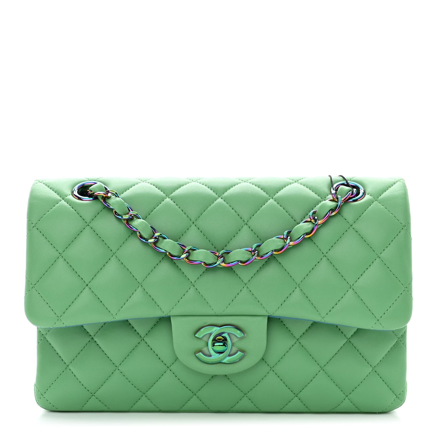 Chanel Lambskin Quilted Small Double Flap Green Blue 1 of 10