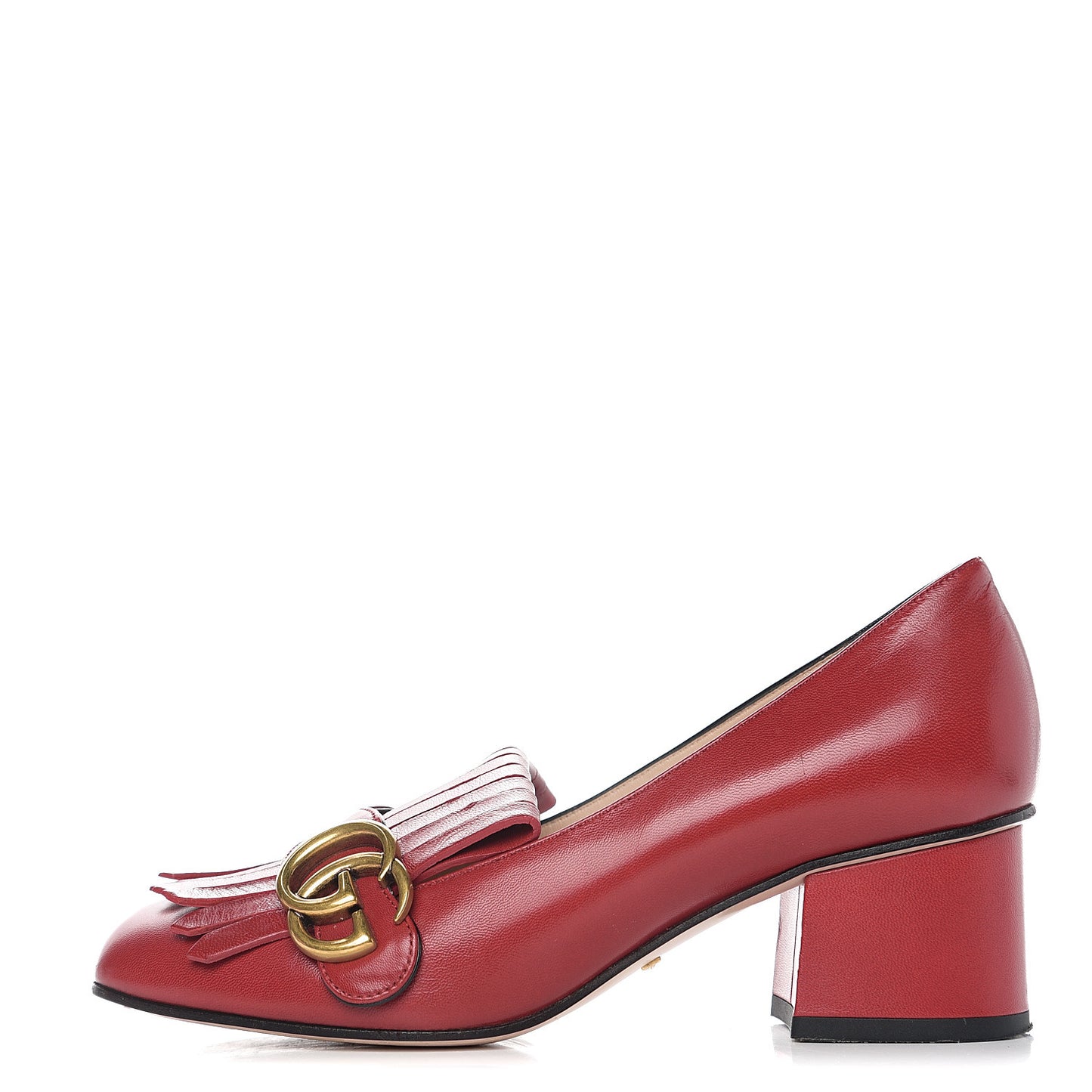 Malaga Kid GG Marmont Fringe 50mm Loafer Pumps 36 Hibiscus Red