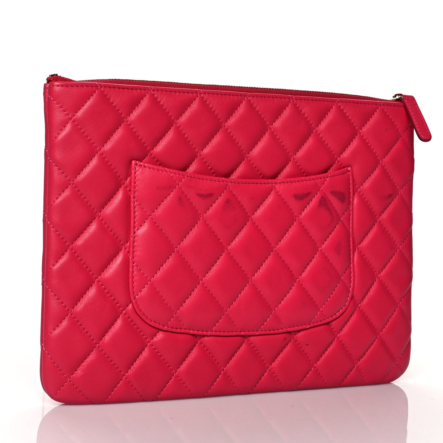 Caviar Quilted Medium Cosmetic Case Dark Pink