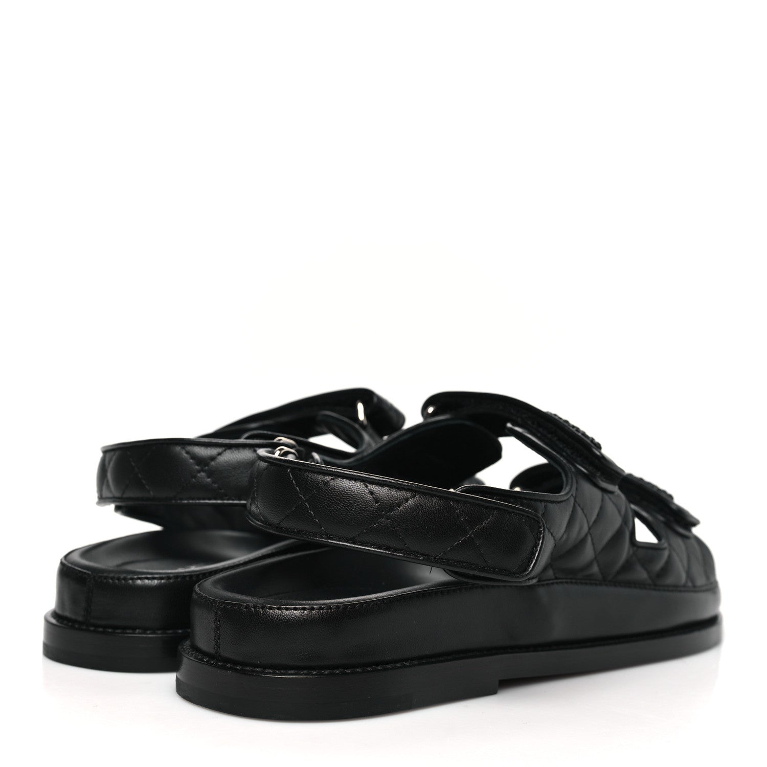 Chanel Lambskin Velcro Dad Sandals 40 Black 5 of 9