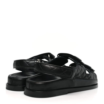 Chanel Lambskin Velcro Dad Sandals 40 Black 5 of 9