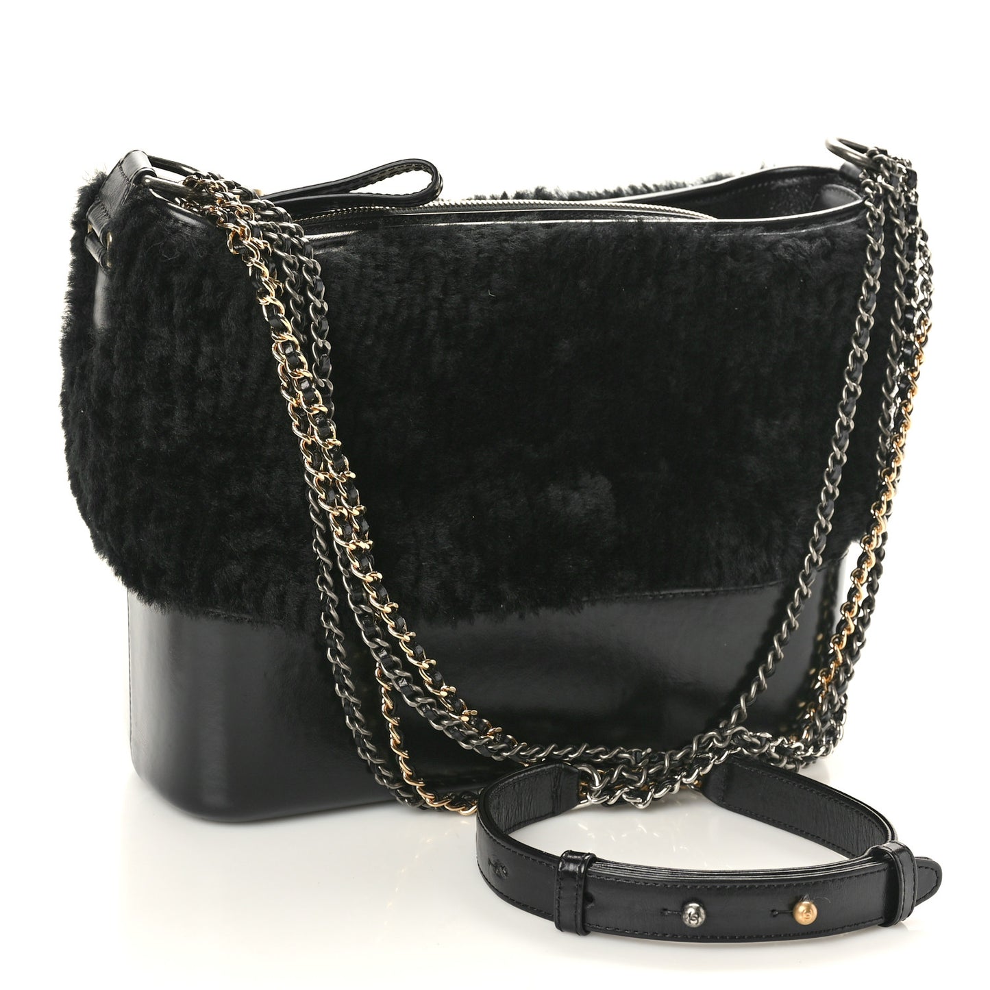 Shearling Medium Gabrielle Hobo Black