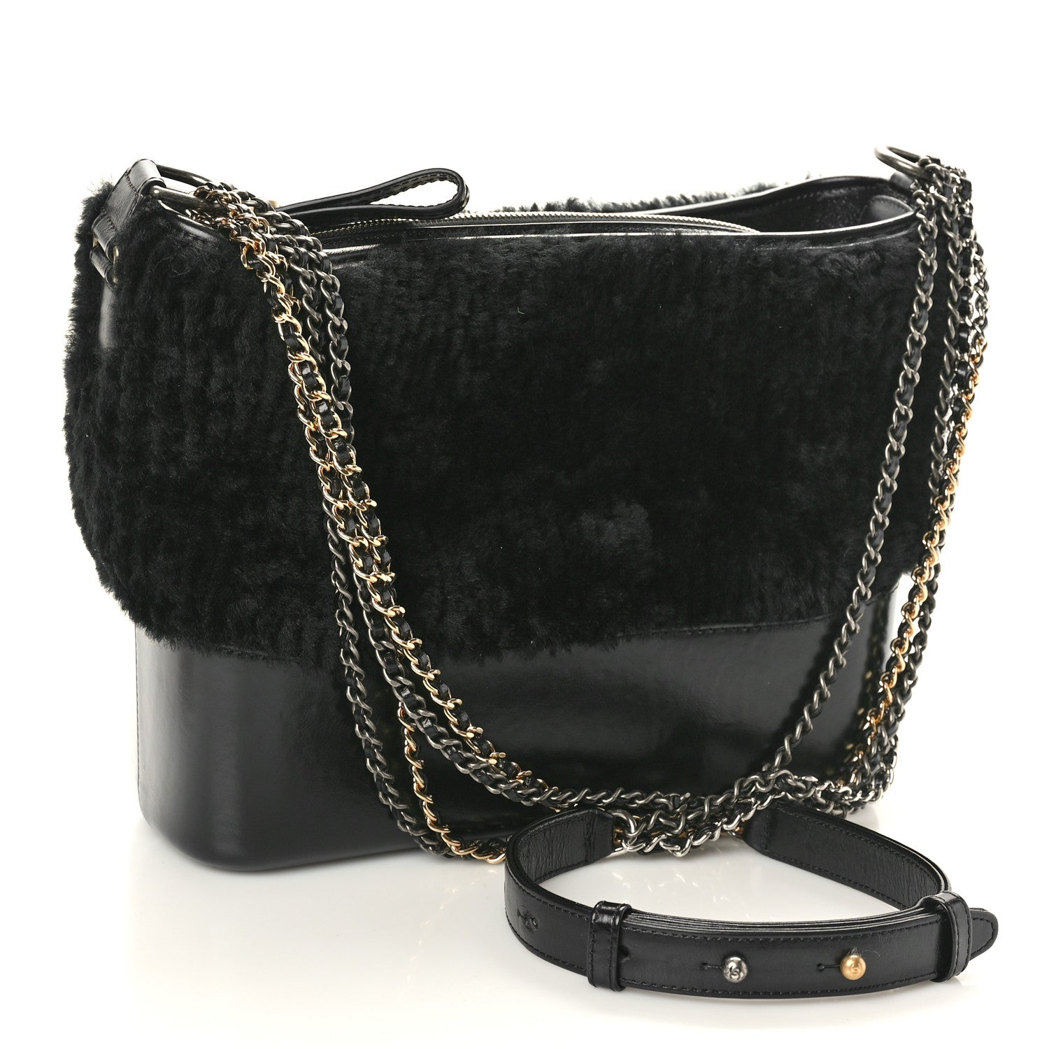 Chanel Shearling Medium Gabrielle Hobo Black 3 of 10
