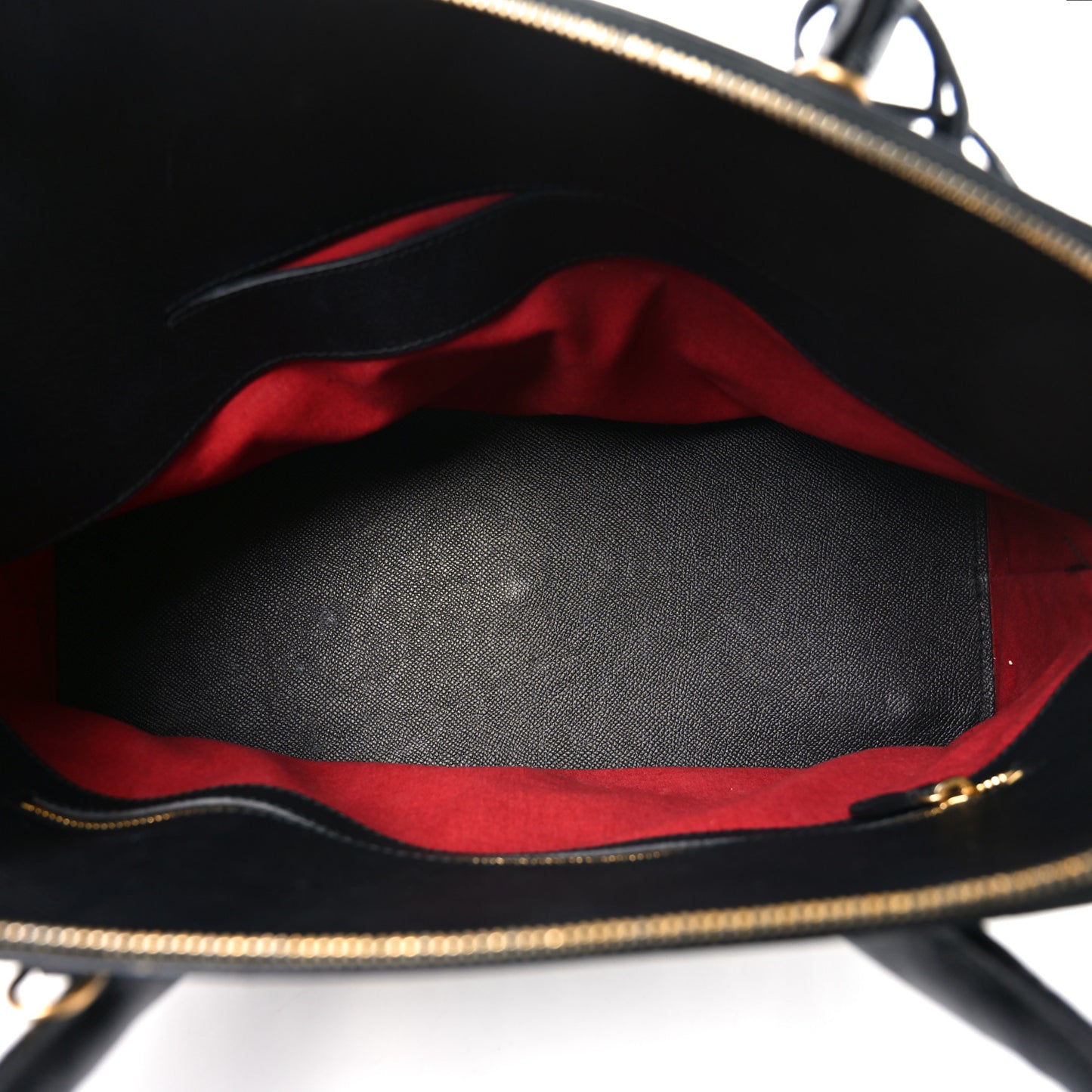 Signature Grained Calfskin Logo M Ville Top Handle Bag Black