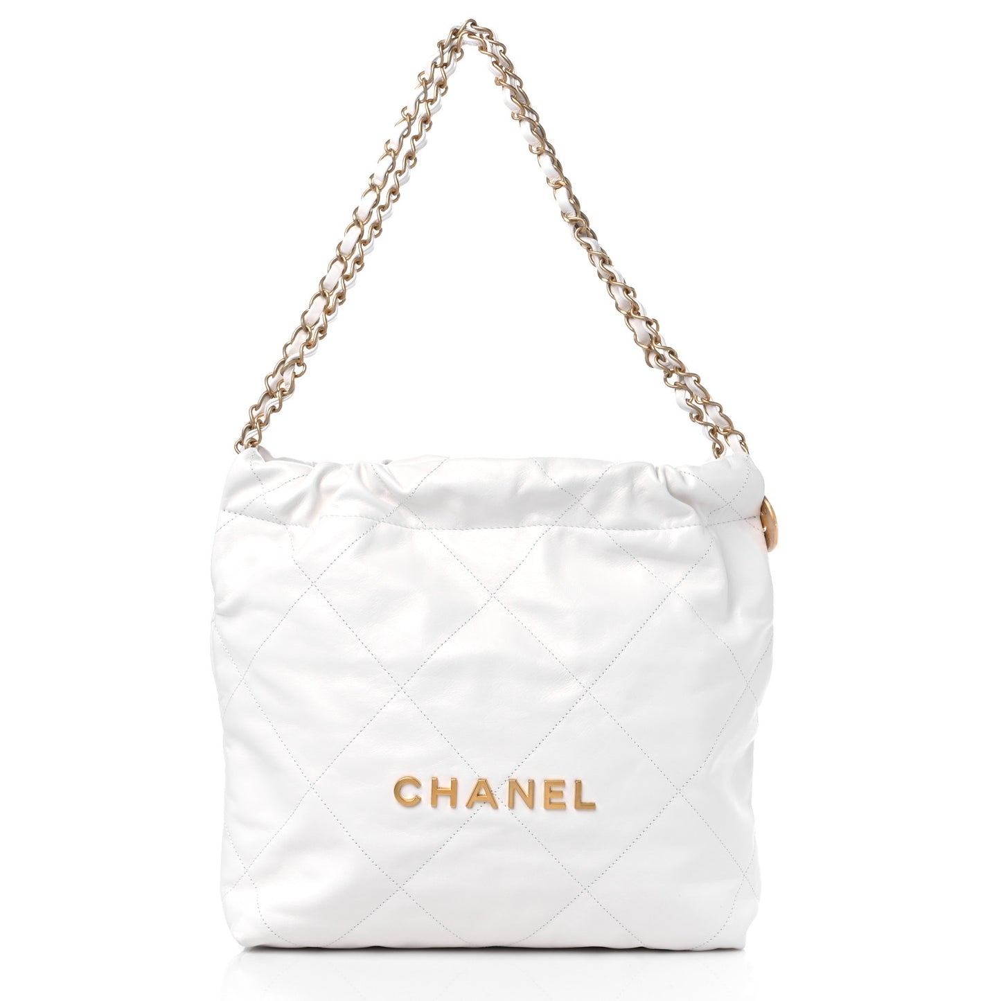 Shiny Calfskin Quilted Small Chanel 22 White