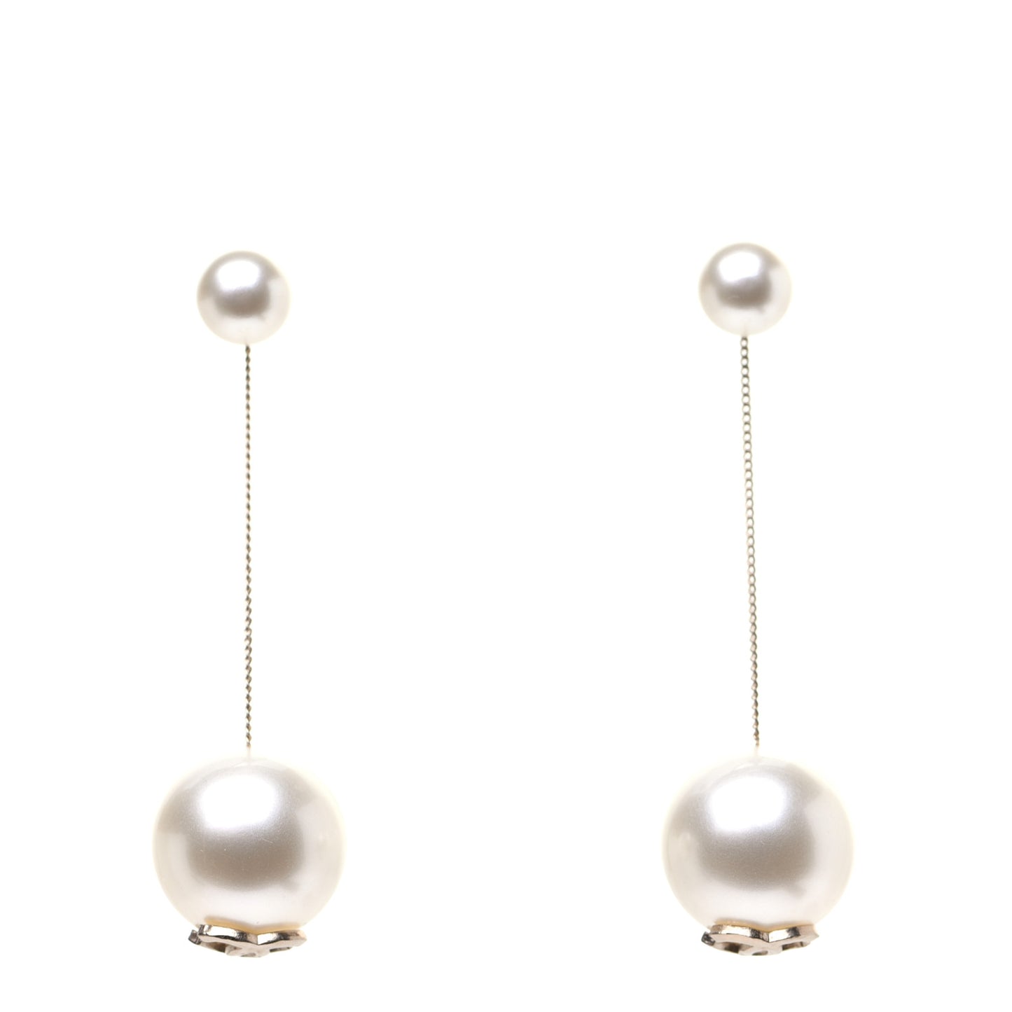 Pearl CC Dangle Earrings Gold