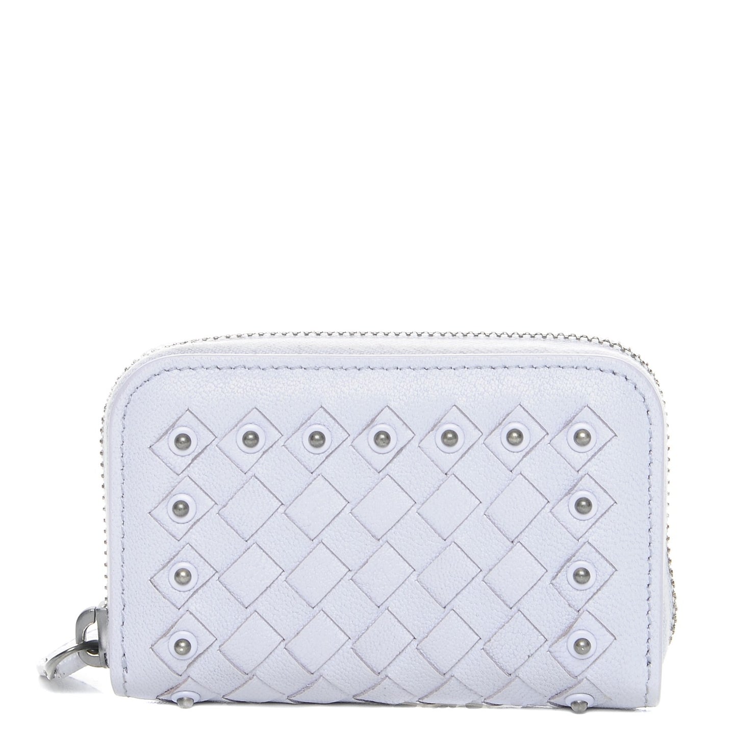 Nappa Intrecciato Studded Zip Around Coin Purse Oyster Lilac