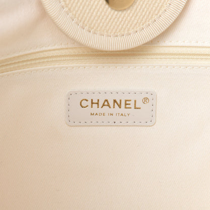 Chanel Canvas Pearl Medium Deauville Tote Ecru Beige 9 of 11