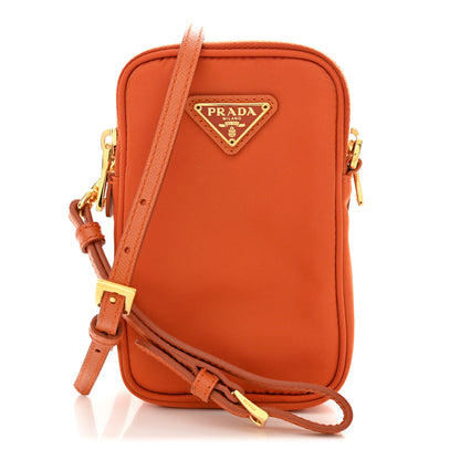 Prada Tessuto Nylon Double Zip Phone Case Crossbody Bag Papaya 1 of 10