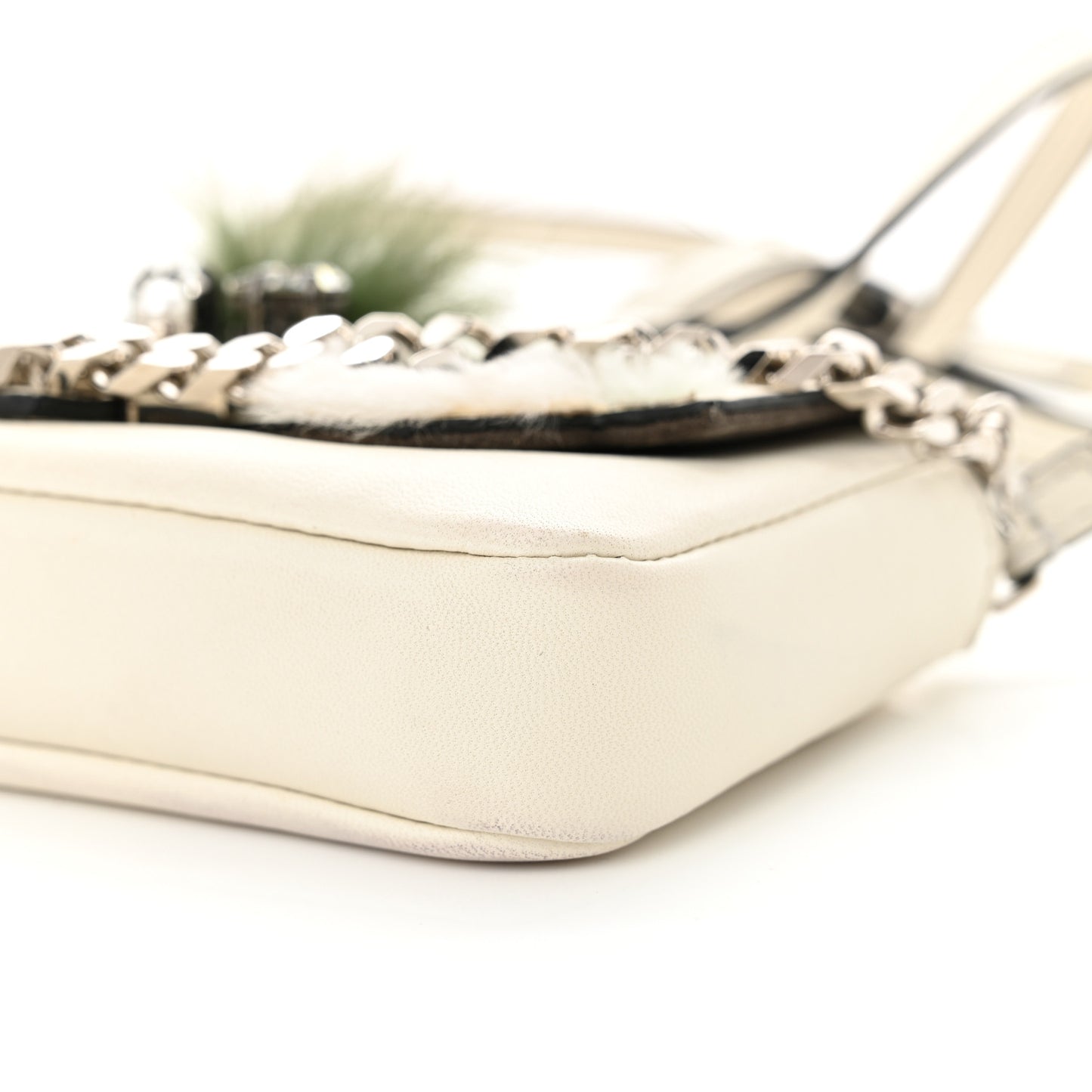 Nappa Rabbit Fox Fur Micro Buggie Baguette White Nirvana Black
