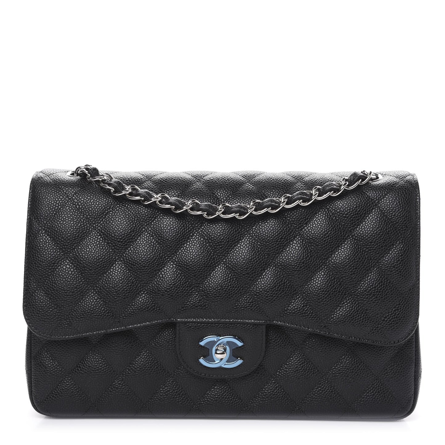 Caviar Quilted Jumbo Double Flap Black