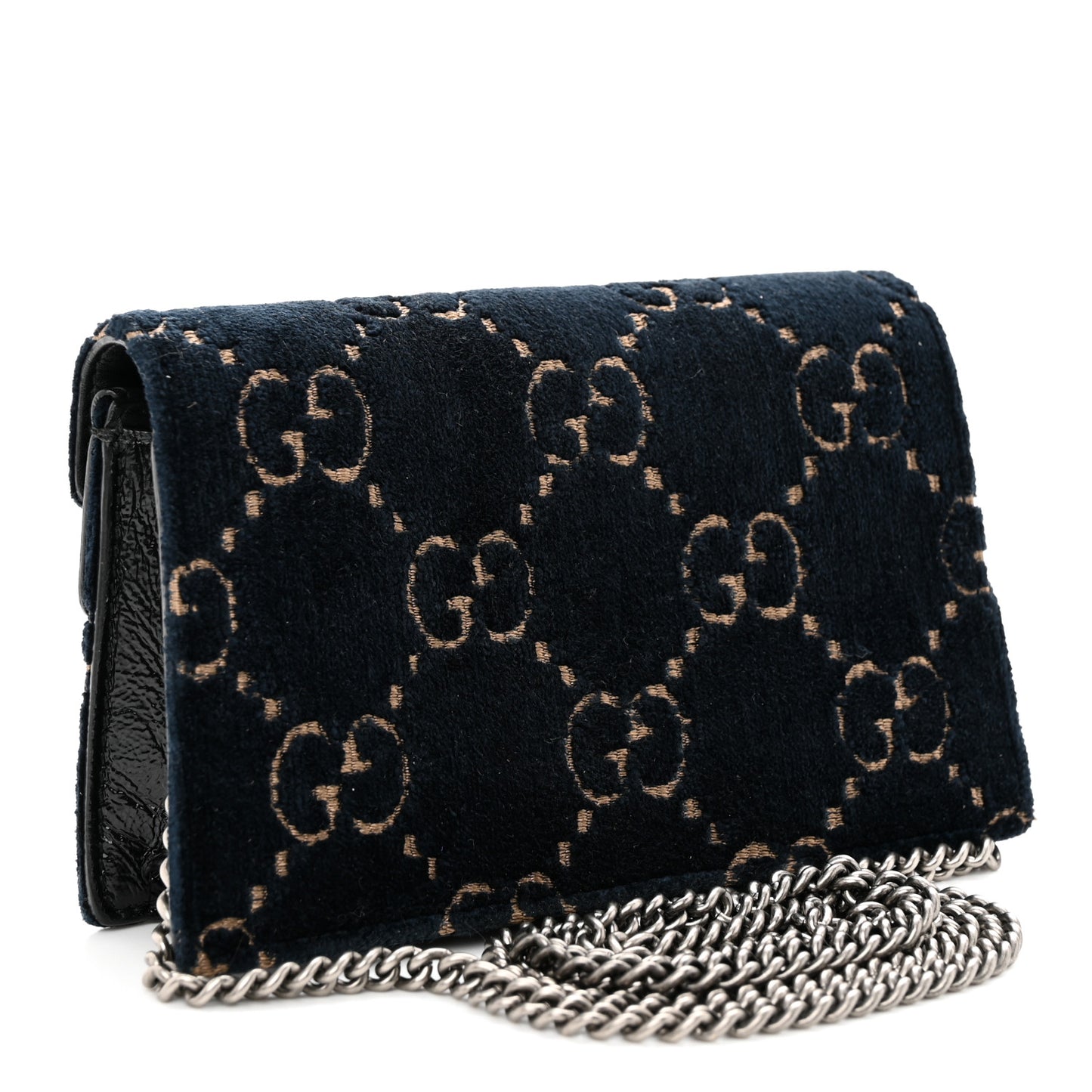 Velvet GG Monogram Super Mini Dionysus Shoulder Bag Blue Beige Black