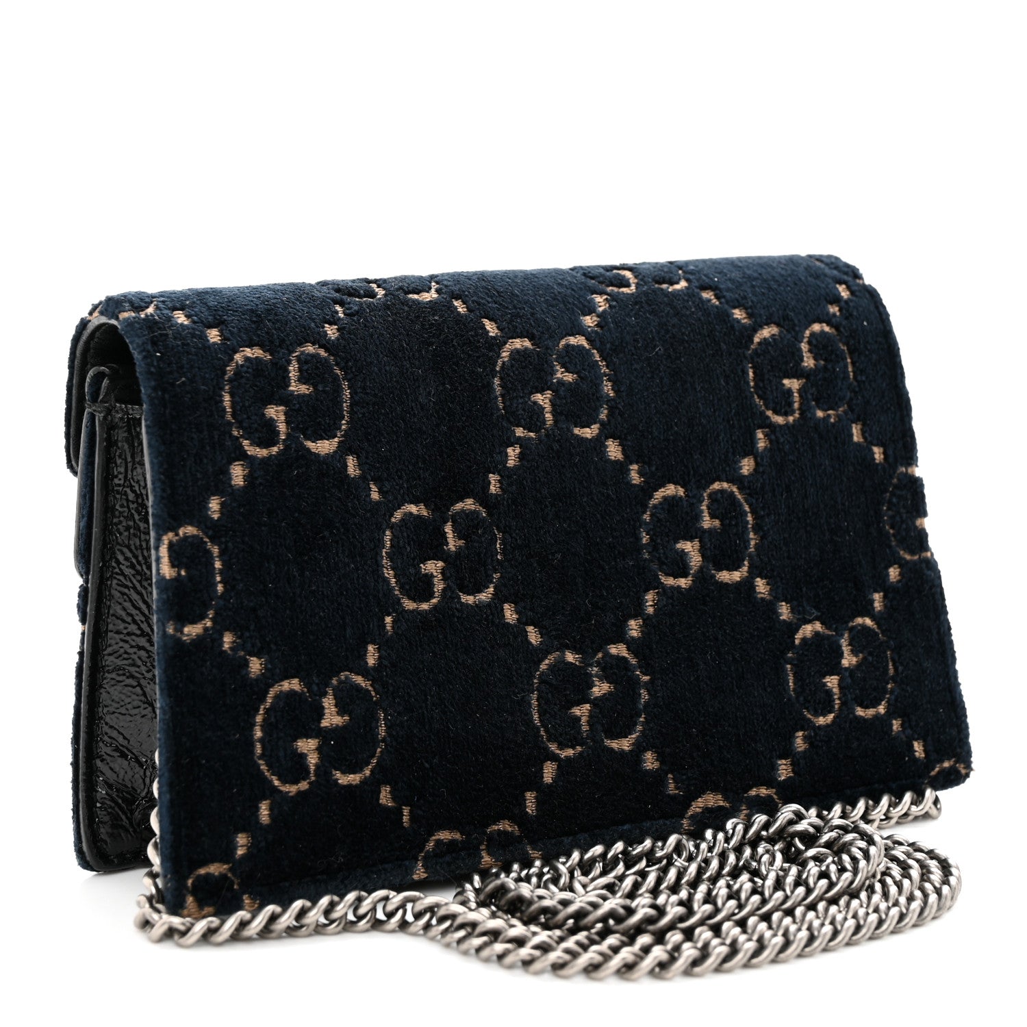 Gucci Velvet GG Monogram Super Mini Dionysus Shoulder Bag Blue Beige Black 3 of 10
