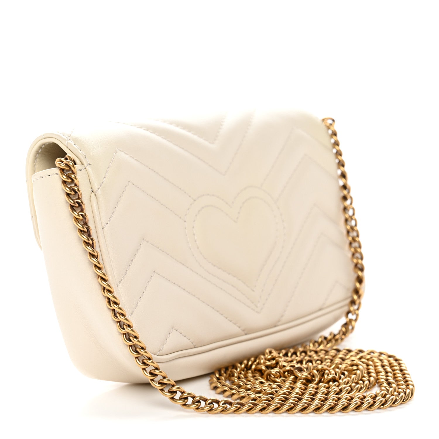 Gucci Calfskin Matelasse Super Mini GG Marmont Shoulder Bag White 3 of 10