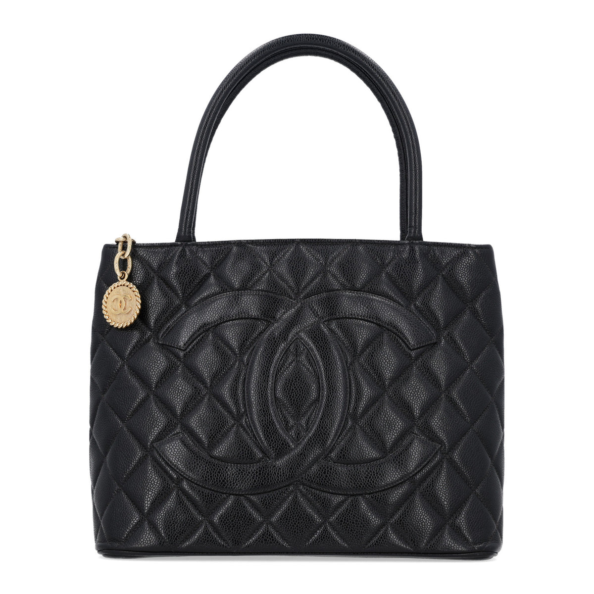 Caviar Quilted Medallion Tote Black