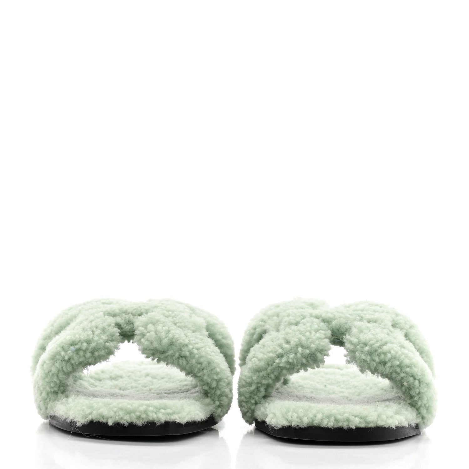 Hermes Woolskin Oran Sandals 39 Vert D’eau 2 of 10