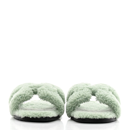 Hermes Woolskin Oran Sandals 39 Vert D’eau 2 of 10