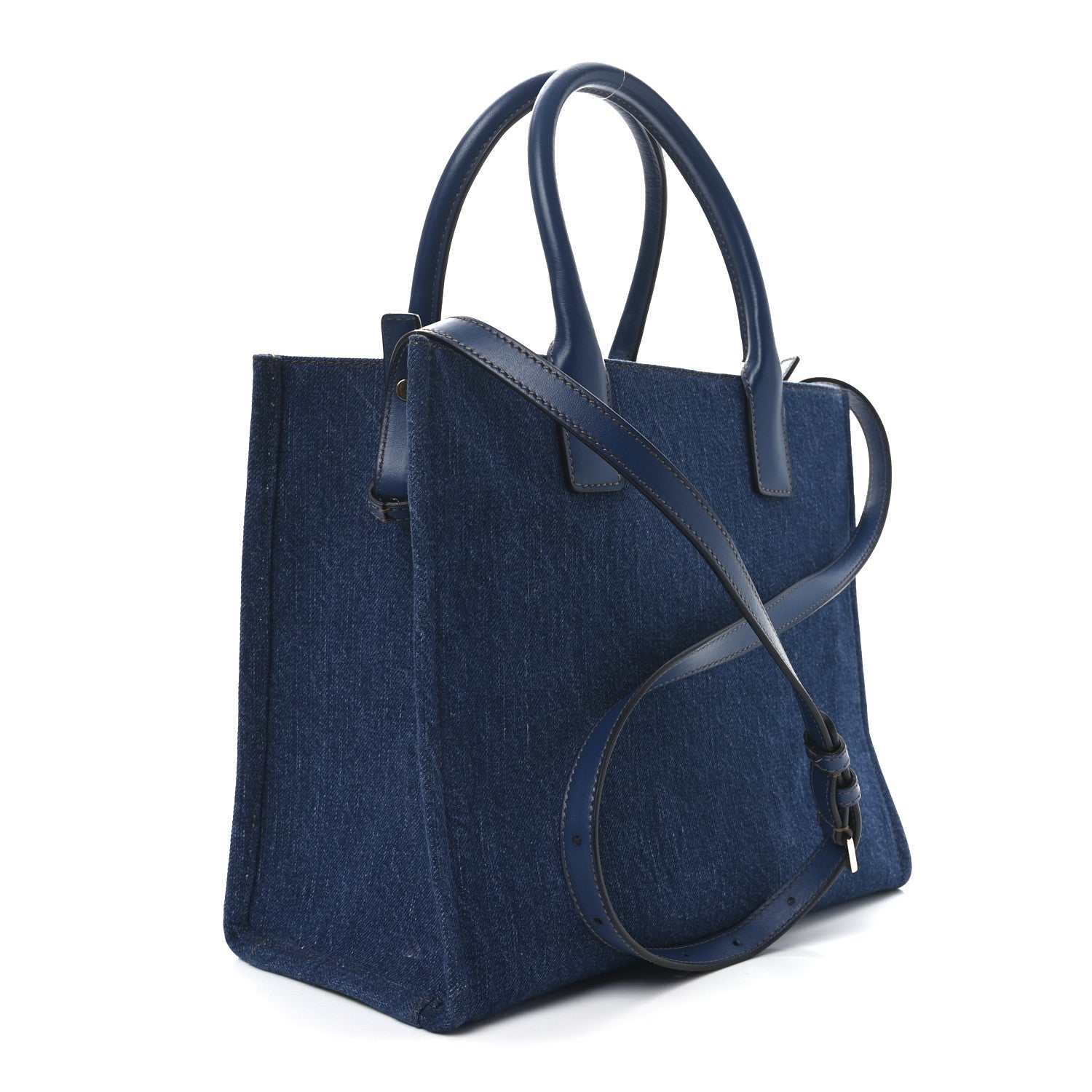 Versace Denim Calfskin La Medusa Small Tote Bag Blue 3 of 9