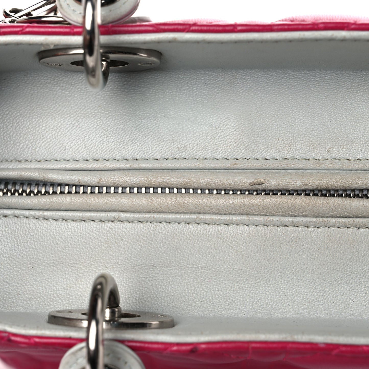 Lambskin Cannage Medium Tri-Color Lady Dior Fuchsia Orange