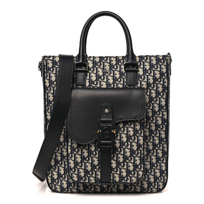 Christian Dior Oblique Saddle Tote Beige Black 1 of 10