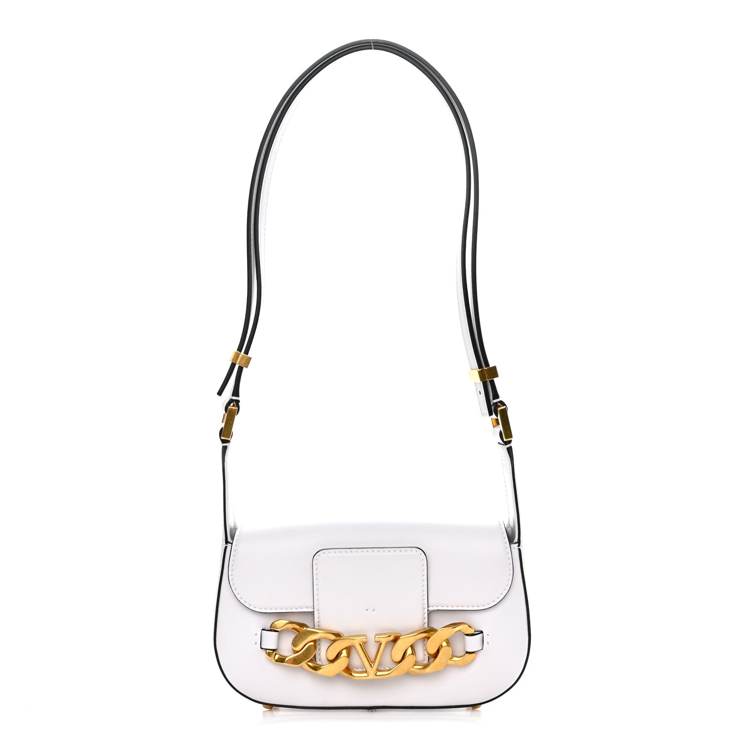 Valentino Garavani Calfskin Small Vlogo Chain Shoulder Bag Optic White 1 of 9