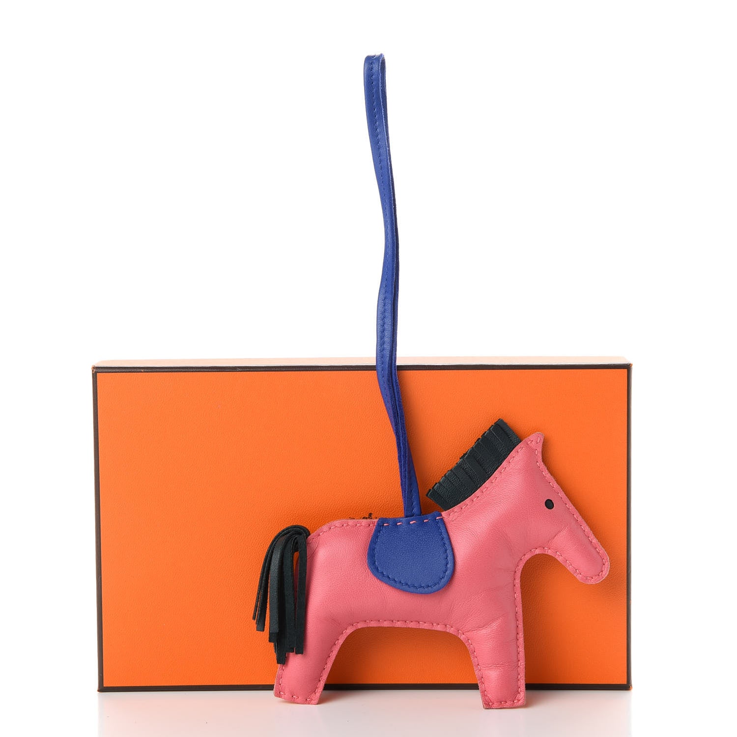 Hermes Milo Lambskin Grigri Rodeo Horse Bag Charm MM Rose Azalee Malachite Bleu Electrique 4 of 4