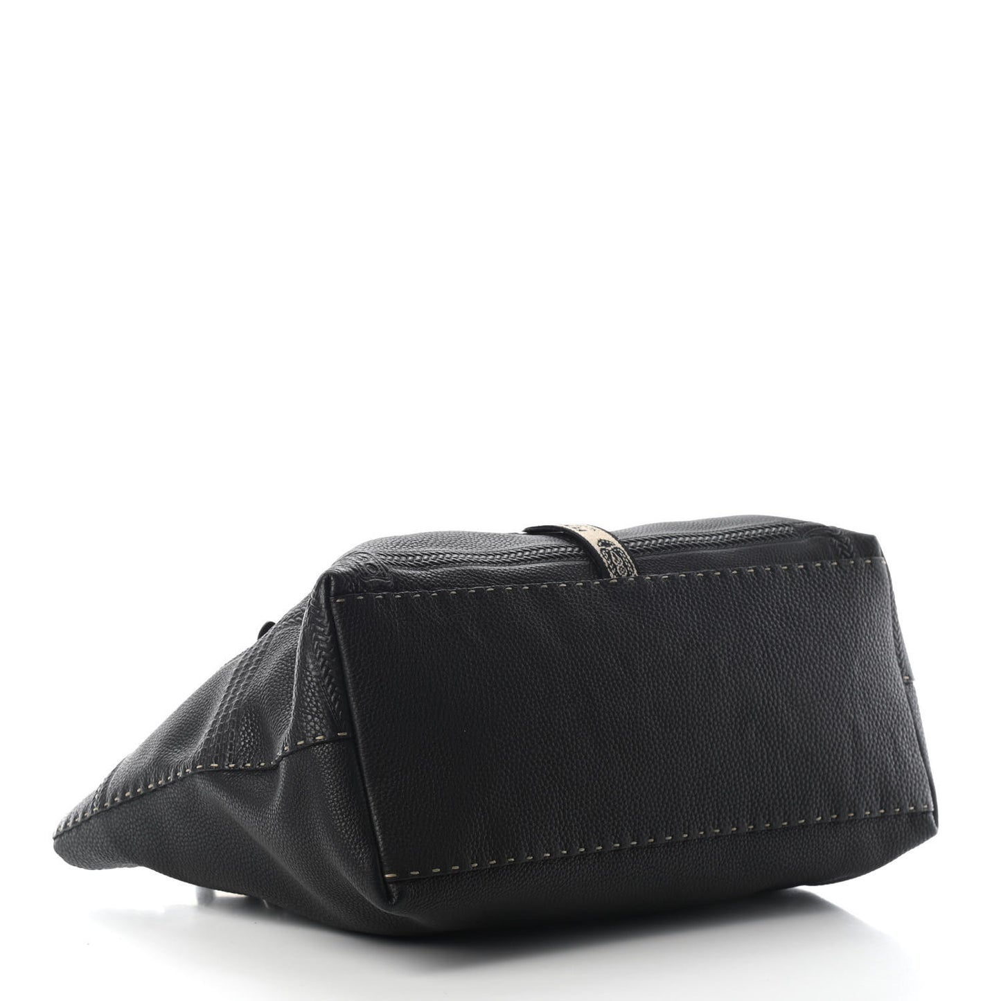 Metallic Calfskin Romano Selleria Large Villa Borghese Tote Black
