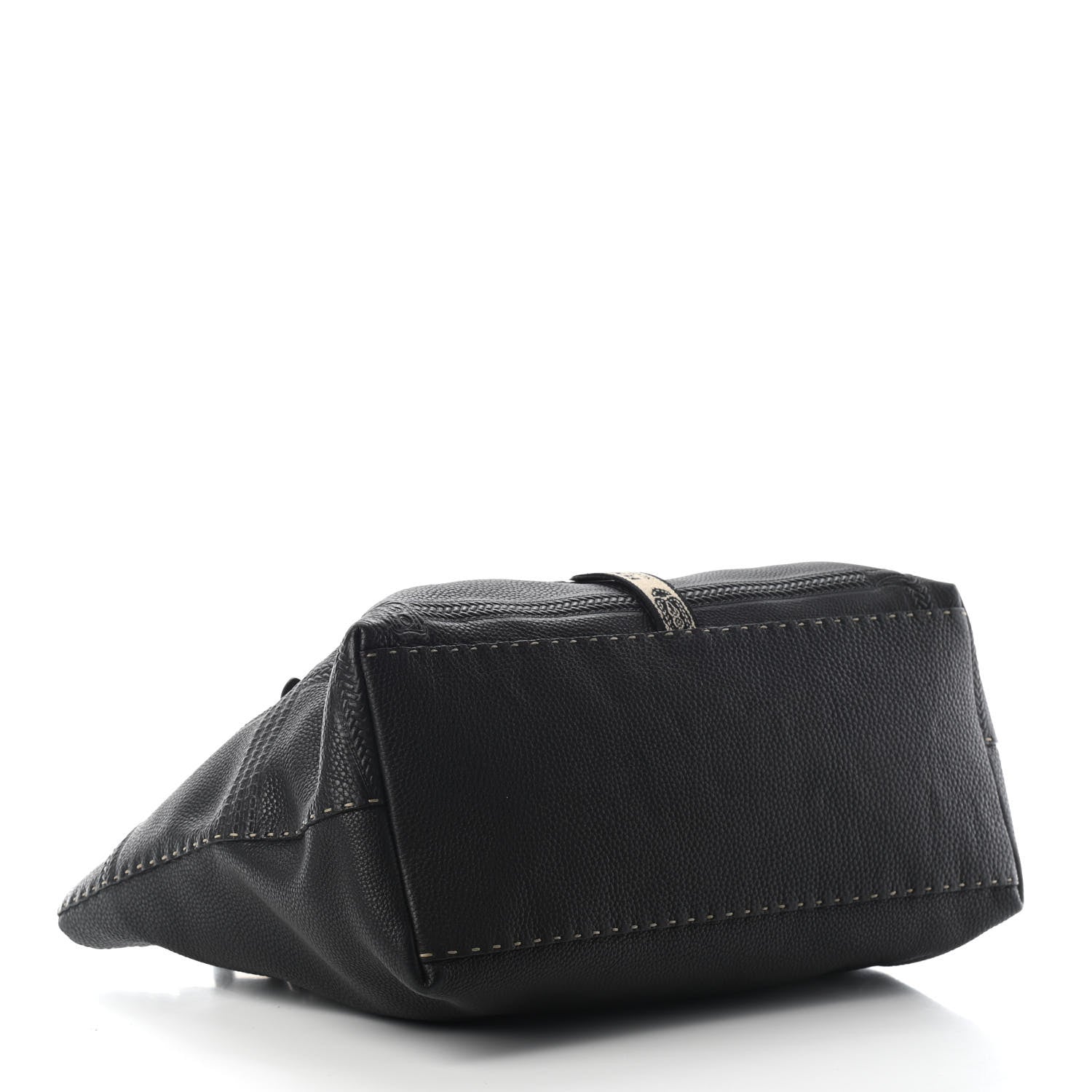 Fendi Metallic Calfskin Romano Selleria Large Villa Borghese Tote Black 4 of 8