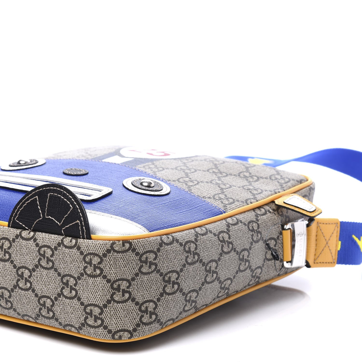 Gucci GG Supreme Monogram Kids Car Crossbody Bag Blue Yellow 5 of 9