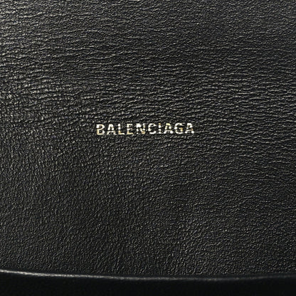 Balenciaga Shiny Calfskin Crocodile Embossed Hourglass Flap Flat Pouch Black 6 of 7