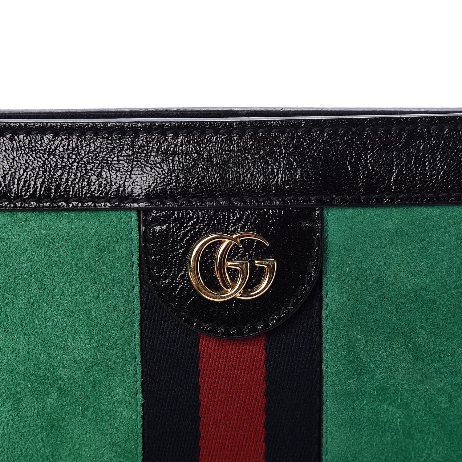 Gucci Suede Patent Web Small Ophidia Chain Shoulder Bag New Shamarock Black 11 of 11