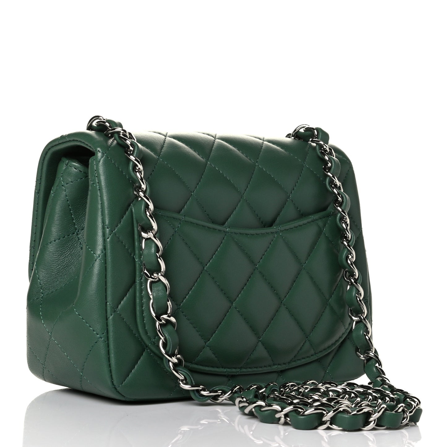 Lambskin Quilted Mini Square Flap Green