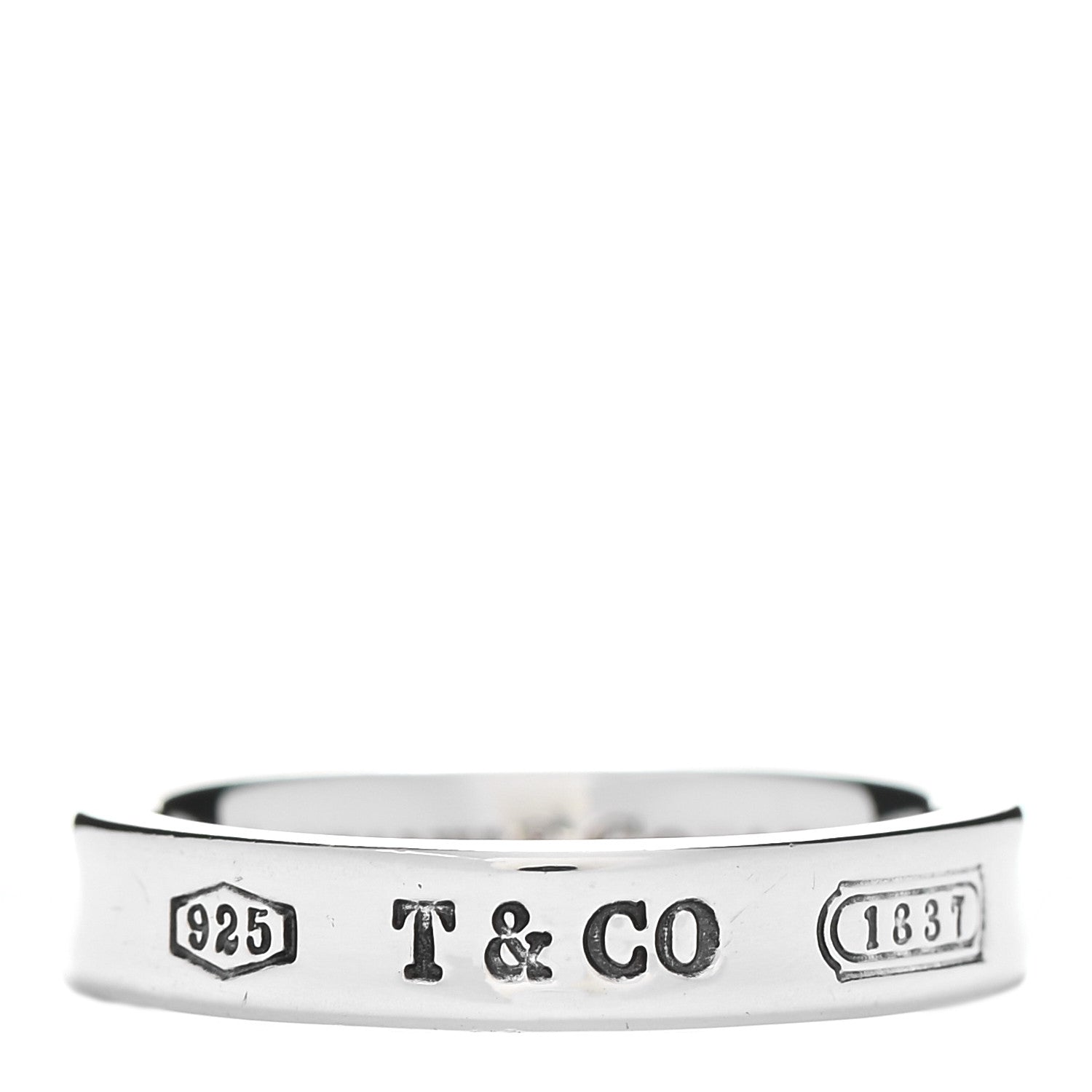 Tiffany Sterling Silver Narrow 1837 Band Ring 53 6.25 1 of 5