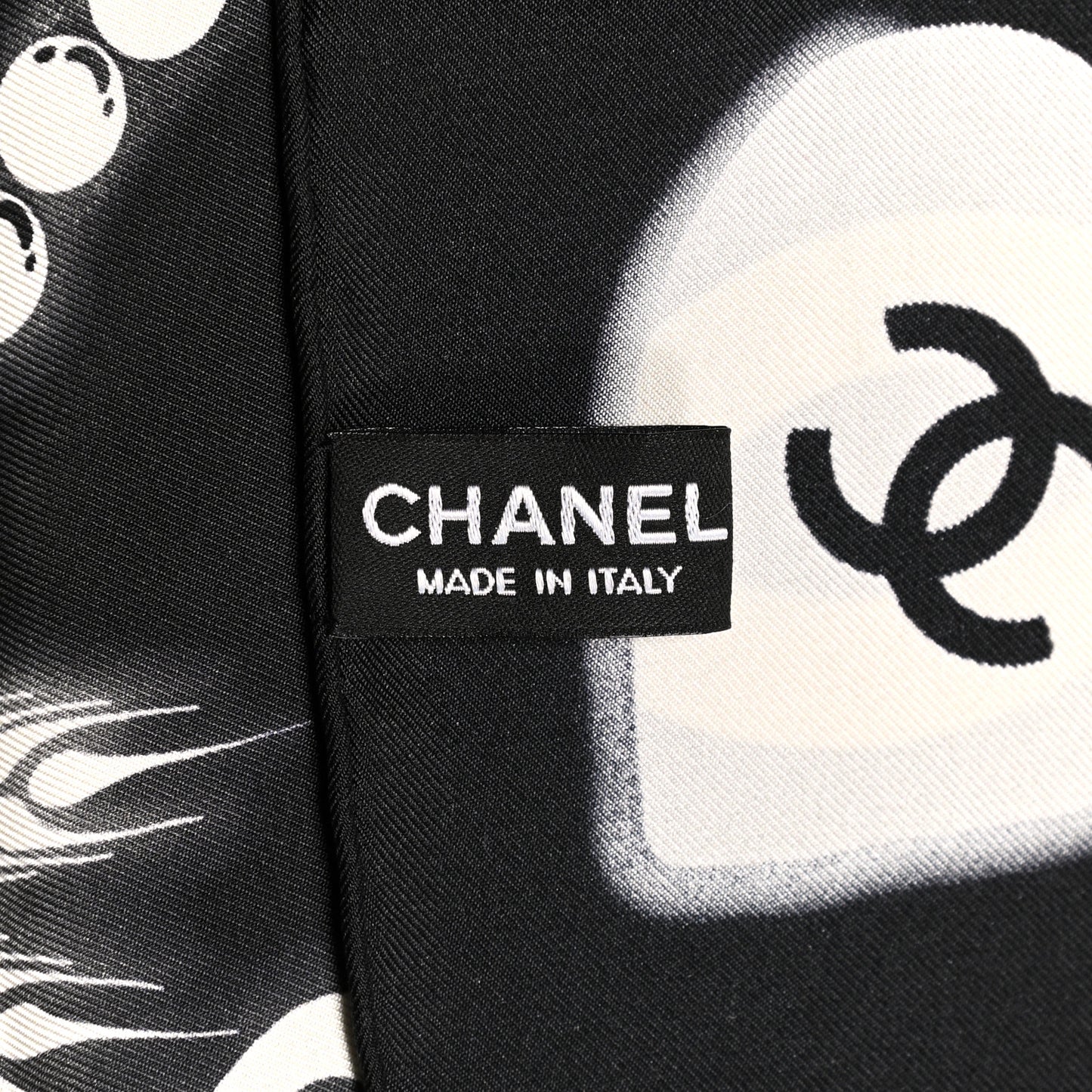 Silk CC Scarf Black Ivory